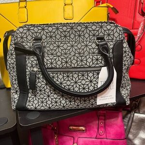 Time and Tru Black and Gray Geometric Satchel